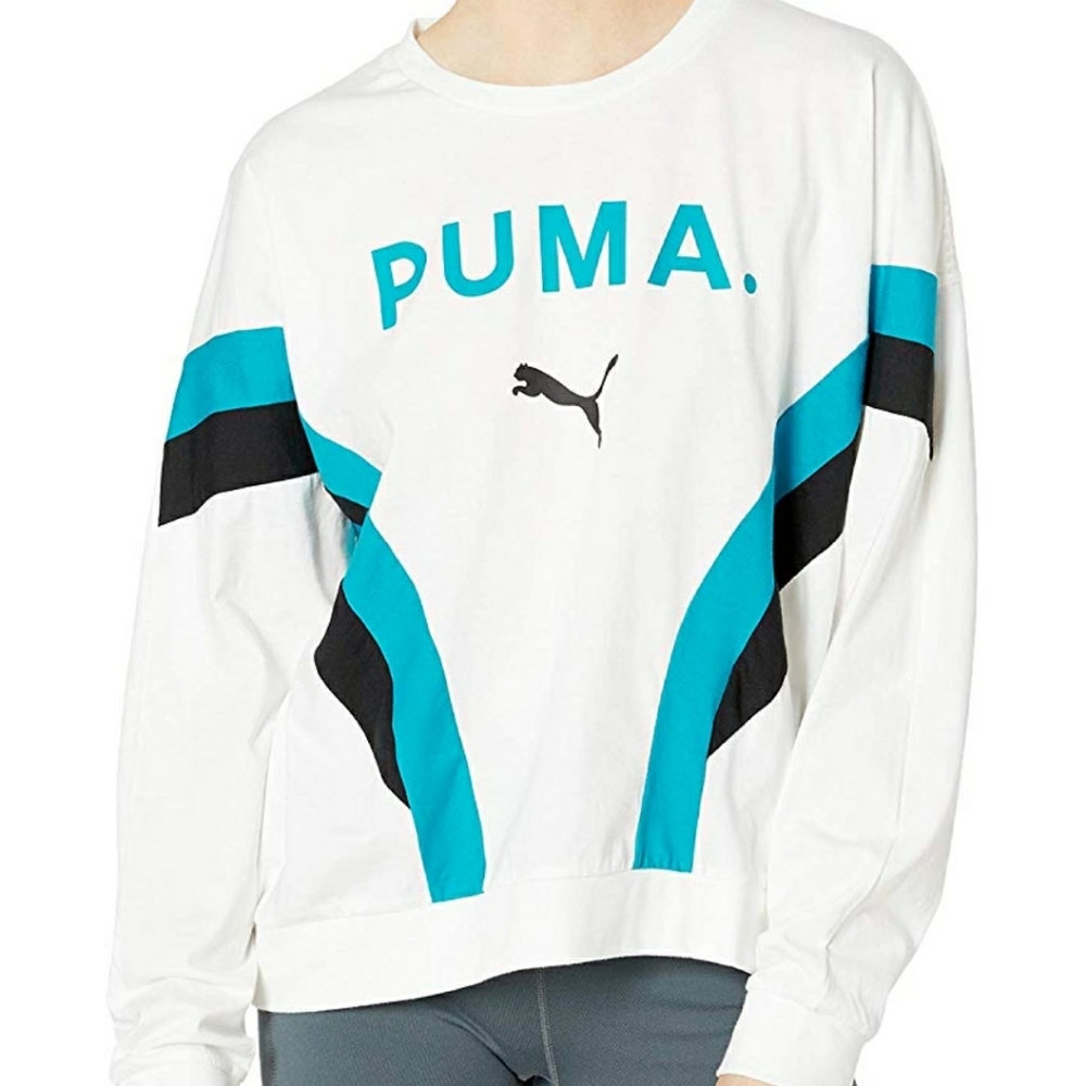 PUMA NWT! Chase long sleeve lose fit shirt white